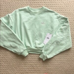 NWT Alo Mint Green Limited Edition Accolade Cropped Sweatshirt